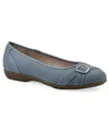 Cliffs By White Mountain Women's Calming Round Toe Ballet Flats In Denim Blue Fabric