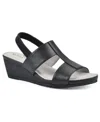 Cliffs By White Mountain Candea Slingback Wedge Sandal In Black Burnished Smooth