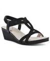 Cliffs By White Mountain Candelle Wedge Sandal In Black Fabric