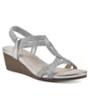 Cliffs By White Mountain Candelle Wedge Sandal In Silver Met Fabric