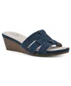 Cliffs By White Mountain Candyce Wedge Sandal In Dark Blue Denim Fabric- Textile