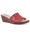 Cliffs By White Mountain Candyce Wedge Sandal In Red Burnished Smooth- Polyurethane
