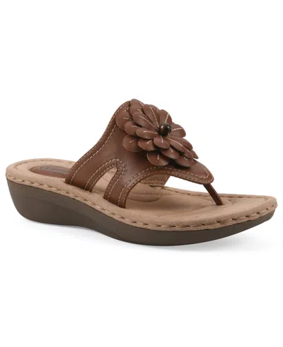 Cliffs By White Mountain Cashlyn Floral Mini Wedge Sandal In Brown