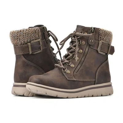 Cliffs By White Mountain Women's  Hearty Boots Brown Round Toe Bootie Hawk2212