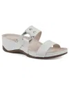 Cliffs By White Mountain Candie Wedge Sandal In White Burnished Smooth