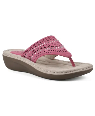 Cliffs By White Mountain Women's Comate Thong Sandal In Fuchsia Nubuck- Polyurethane