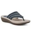 Cliffs By White Mountain Candyce Wedge Sandal In Navy Nubuck- Polyurethane