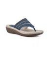 Cliffs By White Mountain Candyce Wedge Sandal In Mid-blue Denim Fabric