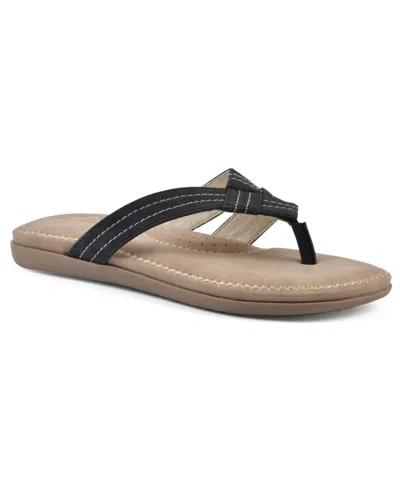 Cliffs By White Mountain Women's Fateful Thong Sandal In Black Nubuck