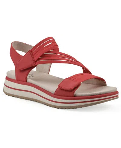 Cliffs By White Mountain Women's Hapford Sport Round Toe Sandals In Red Nubuck