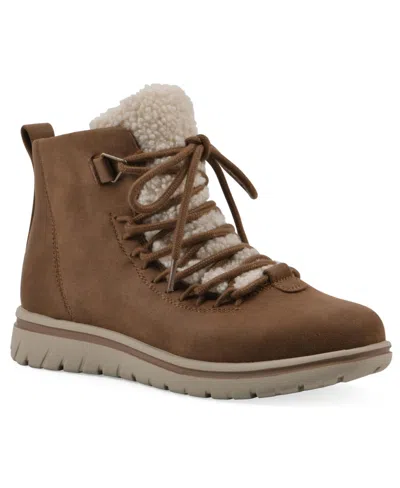 Cliffs By White Mountain Women's Happiest Lace-up Booties In Light Brown Fabric