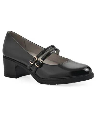 Cliffs By White Mountain Women's Hunta Mary Jane Style Block Heel Pumps In Black Patent