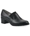 Cliffs By White Mountain Hunton Block Heel Loafer Pump In Black Smooth