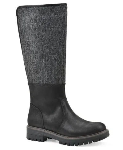 Cliffs By White Mountain Women's Mavis Round Toe Tall Boots In Black Fabric