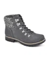 Cliffs By White Mountain Pathfield Knit Collar Lace-up Boot In Charcoal Fabric