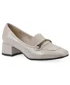 Cliffs By White Mountain Quinna Womens Embellished Patent Loafer Heels In Cream Patent