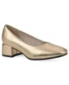 Cliffs By White Mountain Women's Quintesa Block Heel Dress Pumps In Light Gold Metallic Smooth