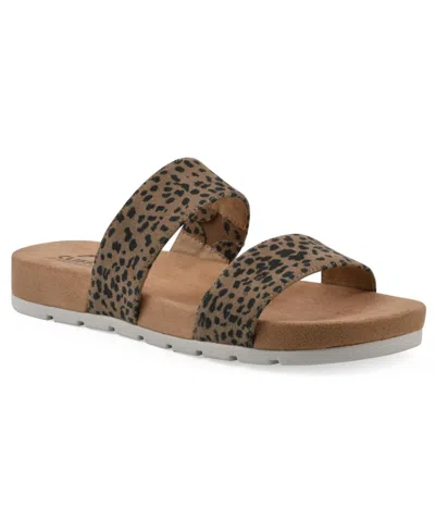 Cliffs By White Mountain Women's Tahlie Slide Slip-on Sandals In Tan Cheetah Fabric