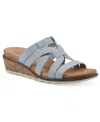 Cliffs By White Mountain Women's Tinisha Wedge Slip-on Sandals In Light Blue Embossed