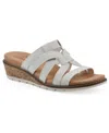 Cliffs By White Mountain Women's Tinisha Wedge Slip-on Sandals In White Embossed
