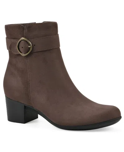 Cliffs By White Mountain Women's Trinda Block Heel Booties In Dark Brown Fabric