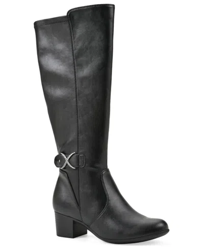 Cliffs By White Mountain Women's Trinidy Block Heel Tall Boots In Black Smooth