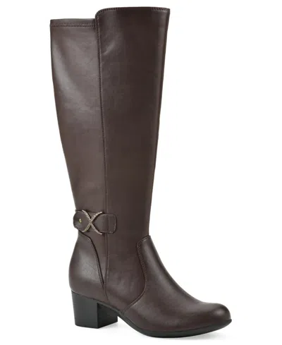 Cliffs By White Mountain Women's Trinidy Block Heel Tall Boots In Dark Brown Smooth