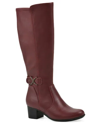 Cliffs By White Mountain Women's Trinidy Block Heel Tall Boots In Oxblood Smooth