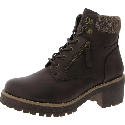 Cliffs By White Mountain Womens Knit Faux Leather Hiking Boots In Brown