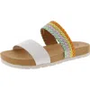 Cliffs By White Mountain Womens Padded Insole Slide Sandals In White Multi Smooth