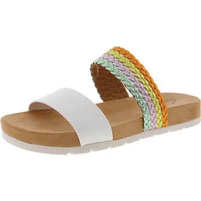 Cliffs By White Mountain Womens Padded Insole Slide Sandals In White Multi Smooth