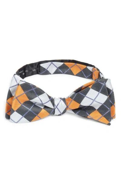 Clifton Wilson Argyle Silk Bow Tie In Orange