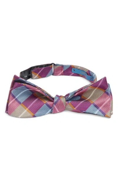 Clifton Wilson Argyle Silk Bow Tie In Pink