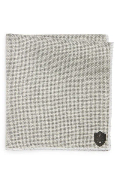 Clifton Wilson Basket Weave Linen Pocket Square In White