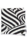 Clifton Wilson Black & White Swirling Stripes Linen Pocket Square