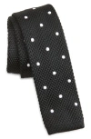 Clifton Wilson Black Polka Dot Knit Silk Tie In Black