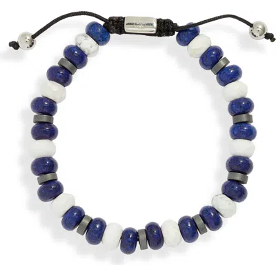 Clifton Wilson Blue & White Stone Beaded Bracelet In Black
