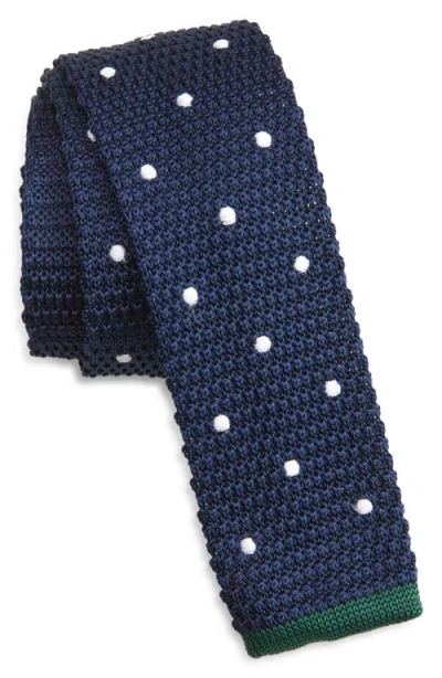 Clifton Wilson Blue Polka Dot Knit Silk Tie