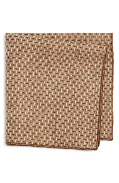 Clifton Wilson Brown Diamond Wool Pocket Square