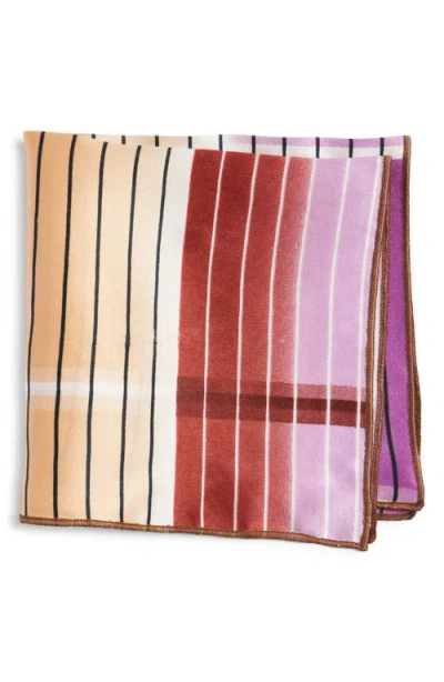 Clifton Wilson Brown Stripe Silk Pocket Square In Green
