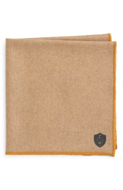 Clifton Wilson Cashmere Pocket Square In Tan
