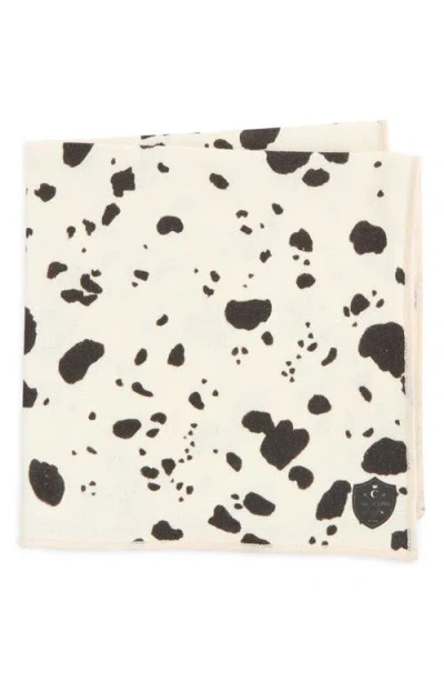 Clifton Wilson Cow Print Linen Pocket Square In White