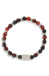 Clifton Wilson Dark Red & Black Stone Beaded Bracelet In Dark Red