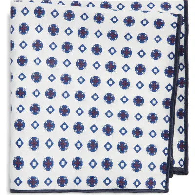 Clifton Wilson Diamond Cotton Pocket Square In White