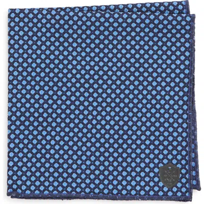 Clifton Wilson Diamond Jacquard Wool Pocket Square In Blue