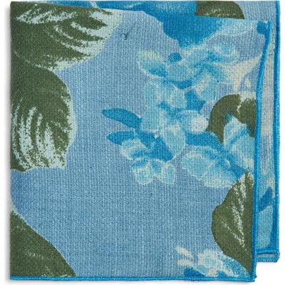 Clifton Wilson Floral Linen Pocket Square In Green