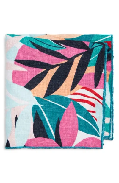 Clifton Wilson Floral Linen Pocket Square In Multi