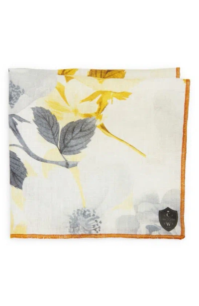 Clifton Wilson Floral Linen Pocket Square In Multi
