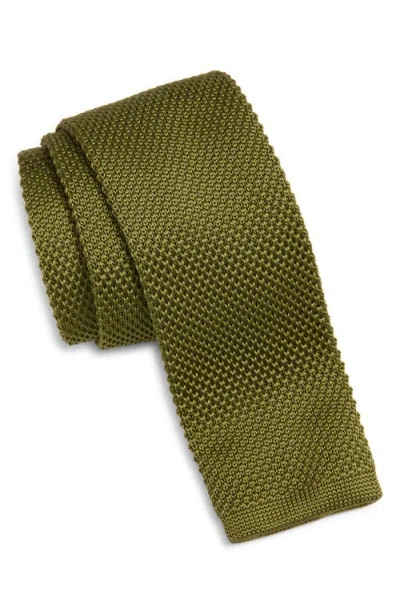 Clifton Wilson Forest Green Knit Silk Tie In Orange