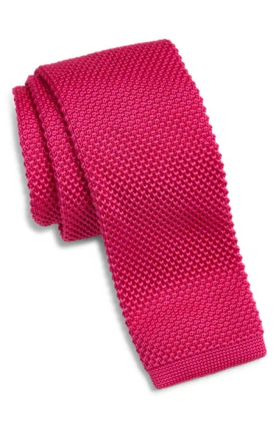 Clifton Wilson Fuchsia Knit Silk Tie In Pink